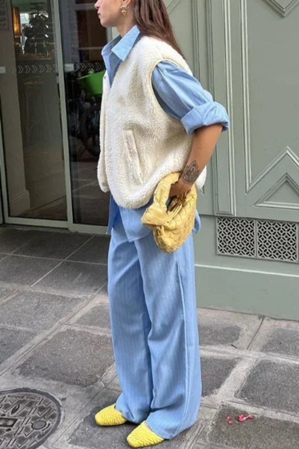 Stylish Polar Fleece Loose Single-breasted Sleeveless Vest Jacket-consonak