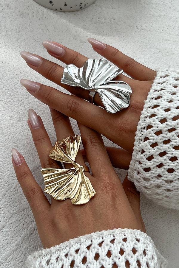 Fashion Irregular Ginkgo Leaf Shape Alloy Ring-consonak