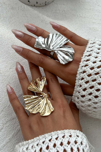 Fashion Irregular Ginkgo Leaf Shape Alloy Ring-consonak