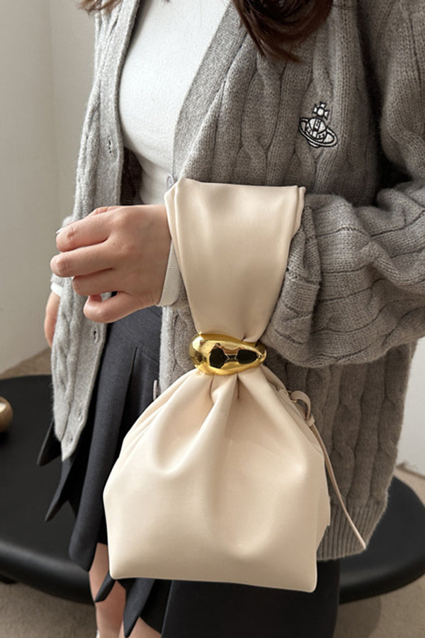 Retro Pleated Simple Bucket Bag | Consonak