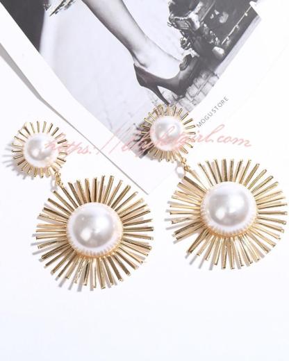 Beaded Double Geometric Pattern Drop Earrings-consonak