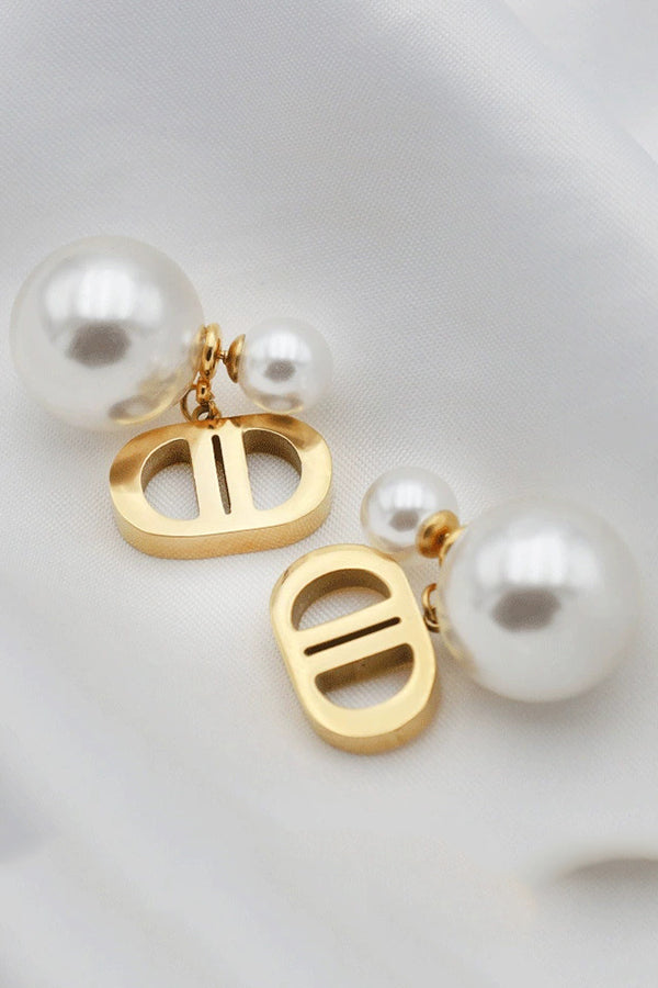 Vintage Double D Shape Pearl Earrings-consonak
