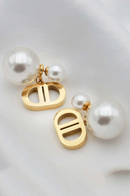 Vintage Double D Shape Pearl Earrings-consonak