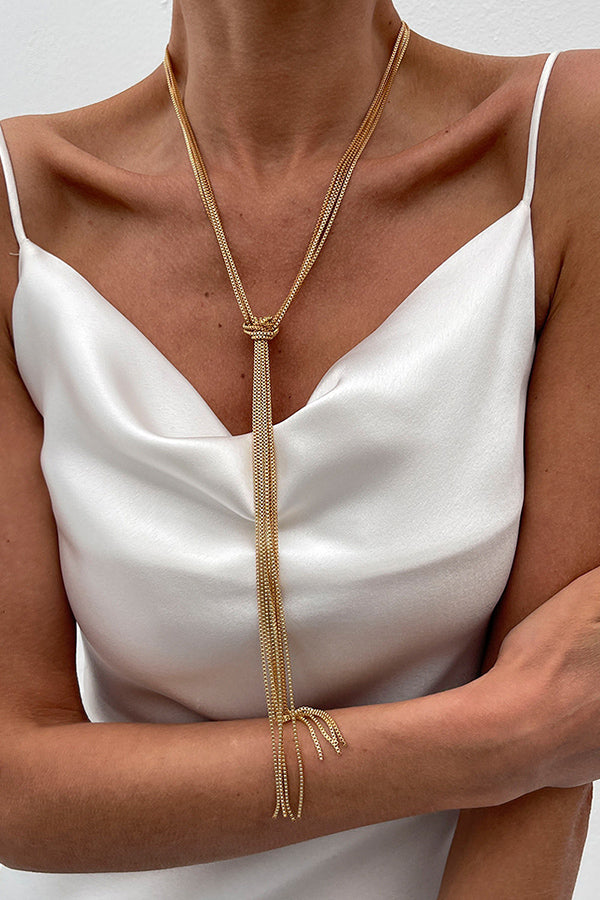 Simple Y-shaped Metal Tassel Chain Necklace | Consonak