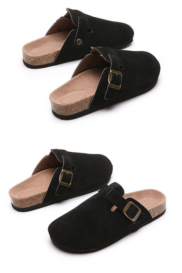 Flat Half Slippers Casual Outer Wear Round Toe Half Slippers-consonak