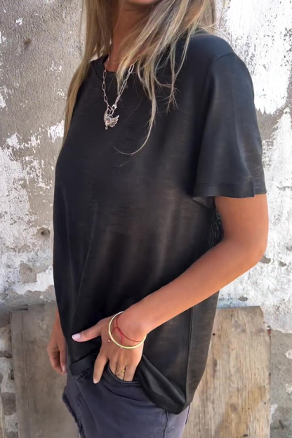 Fashionable Bronzing Round Neck Short-sleeved T-shirt-consonak