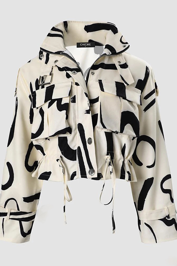 Unique Stylish Printed Casual Pocket Statement Jacket-consonak