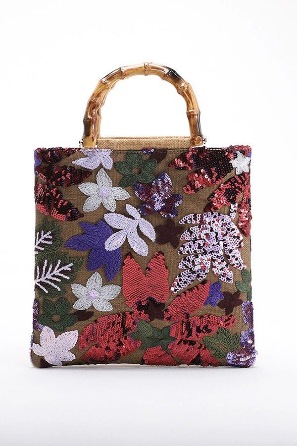 Colorful Sequin Vintage Embroidery Tote Bag | Consonak