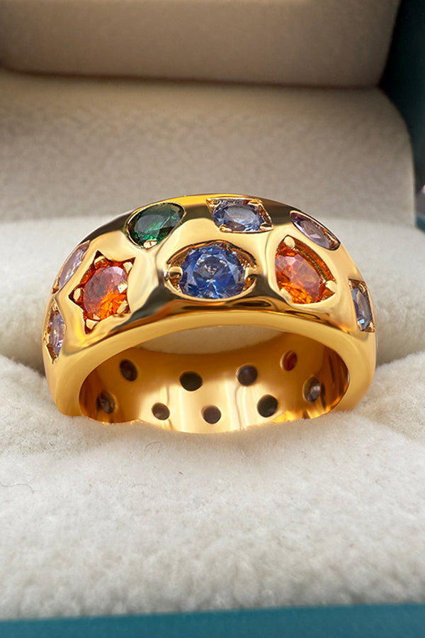 Multicolor Diamond-studded Stainless Steel Ring-consonak