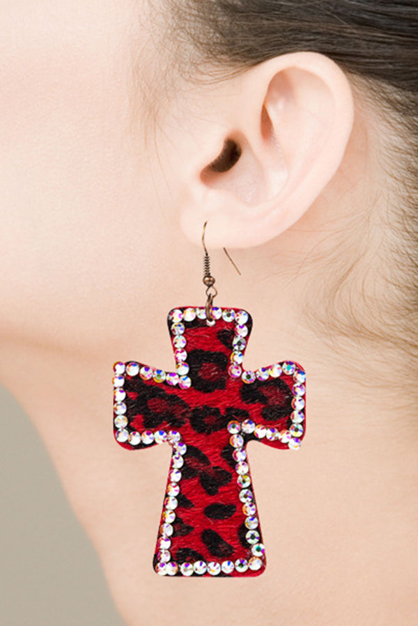 Exaggerated Cross Personality Leopard Print Earrings | Consonak