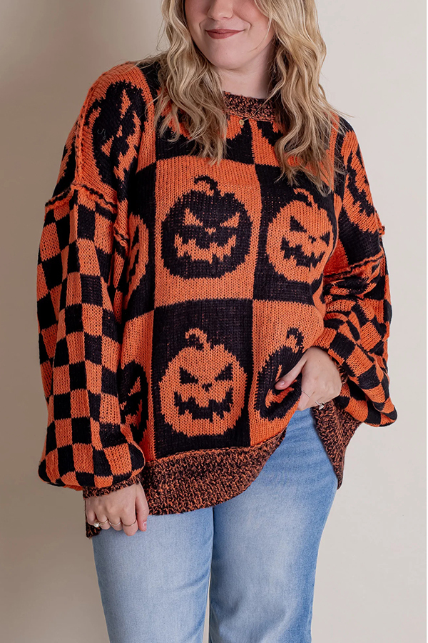 Halloween Casual Loose Crew Neck Sweater-consonak