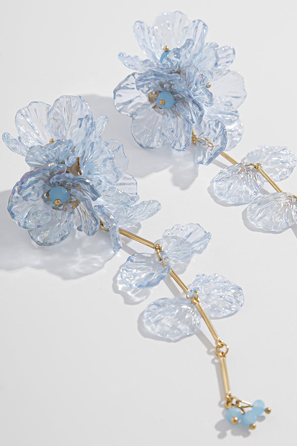 Fashionable Tassel Floral Mermaid Pearlescent Earrings-consonak