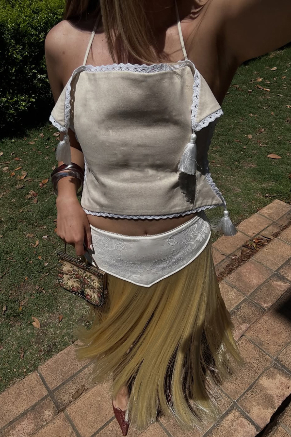 Stylish Halter Neck Lace Up Tassel Pendant Backless Top | Consonak