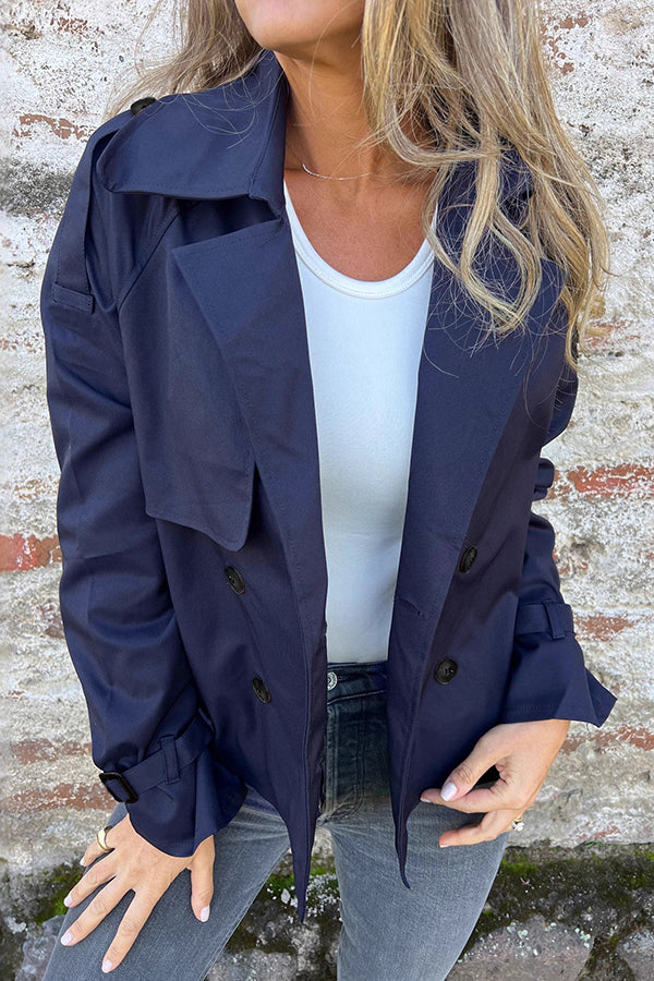 Fashion Lapel Double-breasted Casual Trench Coat Jacket-consonak