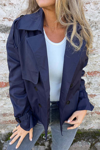 Fashion Lapel Double-breasted Casual Trench Coat Jacket-consonak