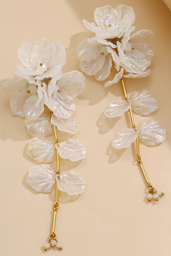 Fashionable Tassel Floral Mermaid Pearlescent Earrings-consonak
