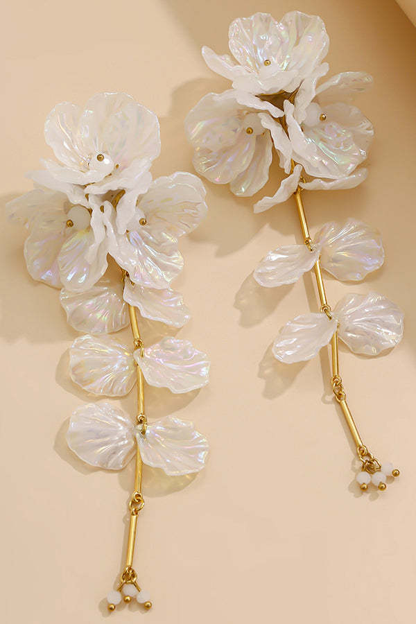 Fashionable Tassel Floral Mermaid Pearlescent Earrings-consonak