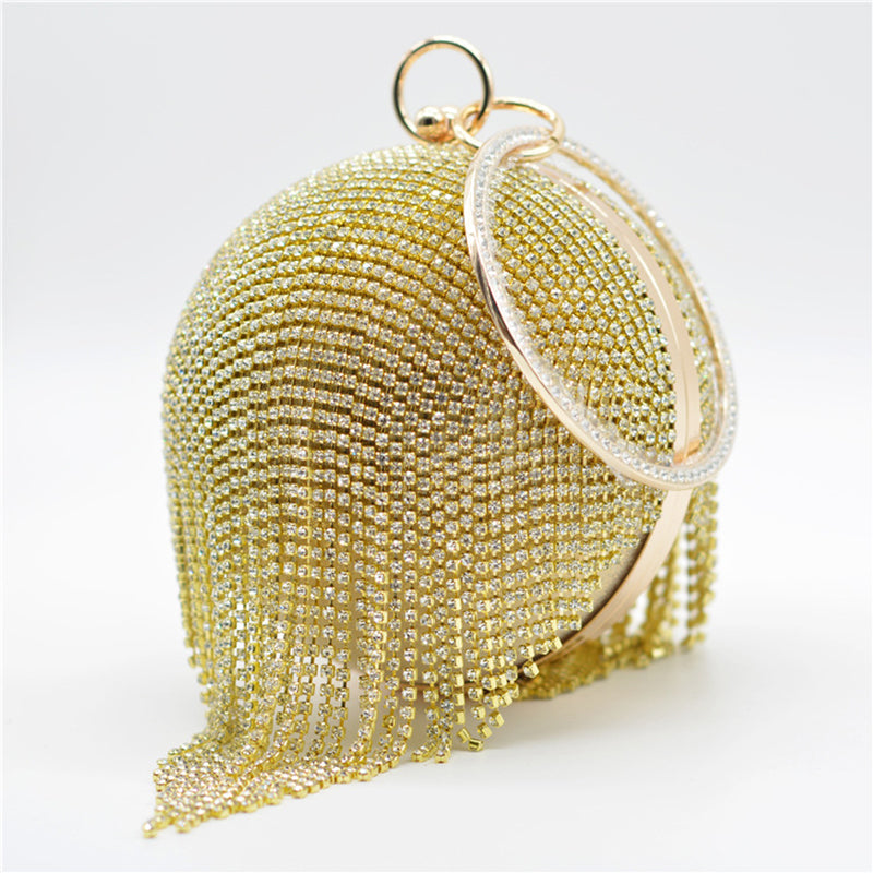 Fashionable Tassel Diamond Ball Evening Handbag-consonak