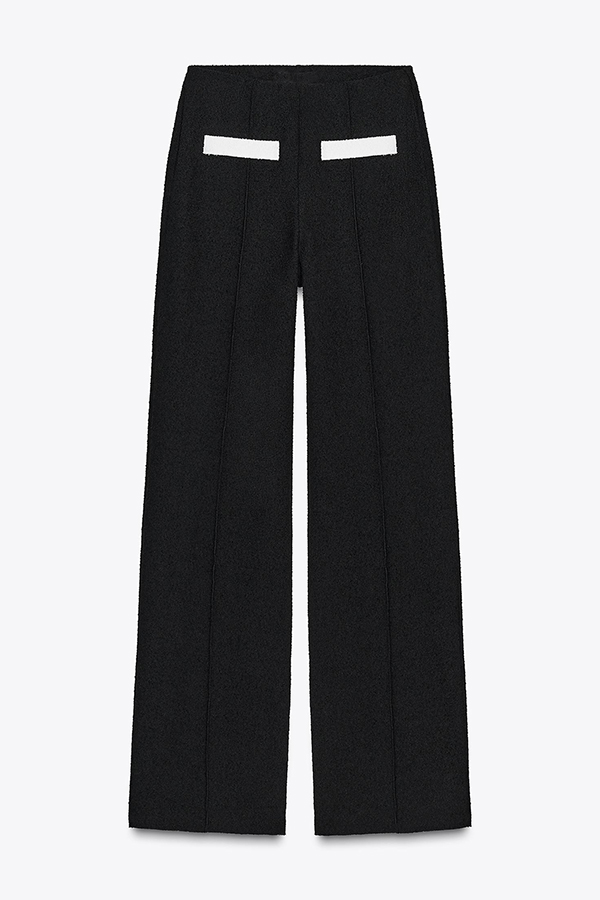 Fashion Contrast Color Stretch High Waist Casual Straight Pants-consonak