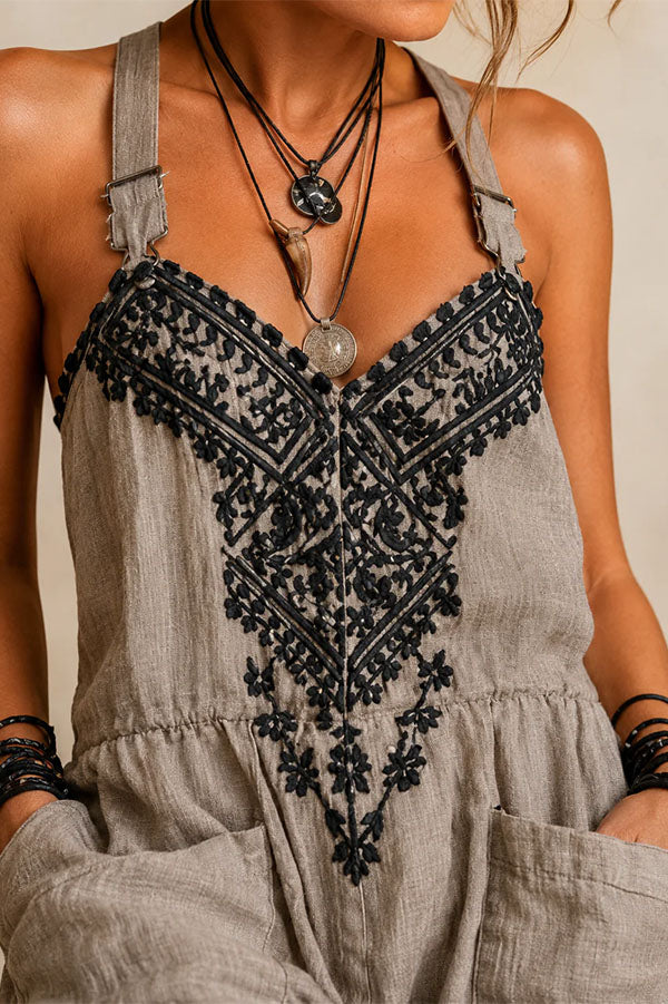 Aria Boho Chic Embroidered Jumpsuit-Consonak