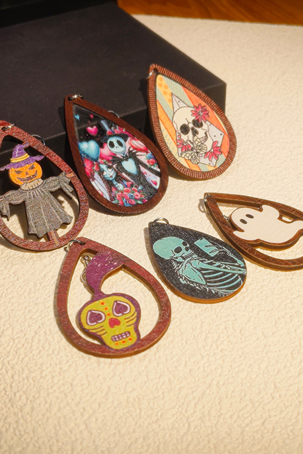 Halloween Horror and Fun Series Wooden Earrings-consonak