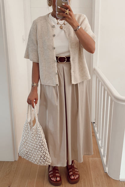 Solid Color Casual Buttoned Loose Knitted Cardigan-consonak