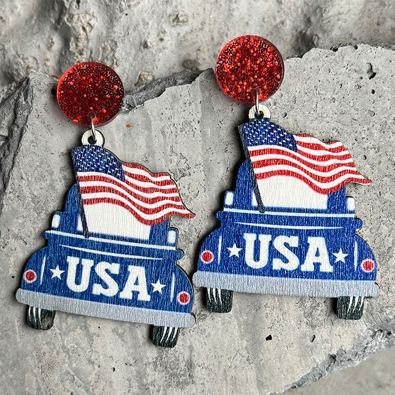American Independence Day Flag Earrings-consonak