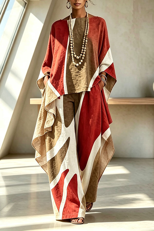 Geometric Pattern Color Blocking Irregular Slanted Set-Consonak