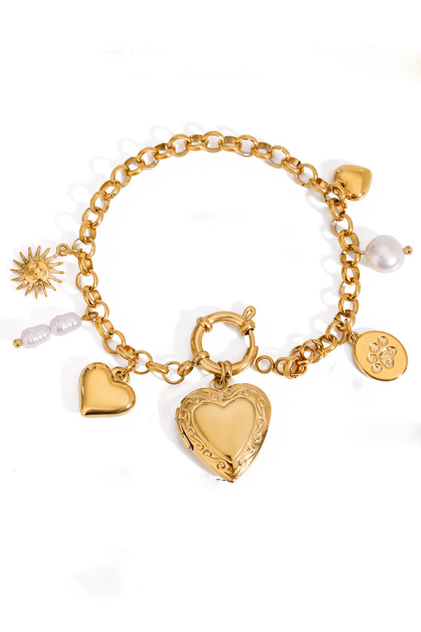 Fashionable Heart Shaped Embellished Bracelet-consonak