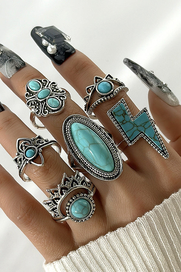Bohemian Retro Turquoise Ring-consonak