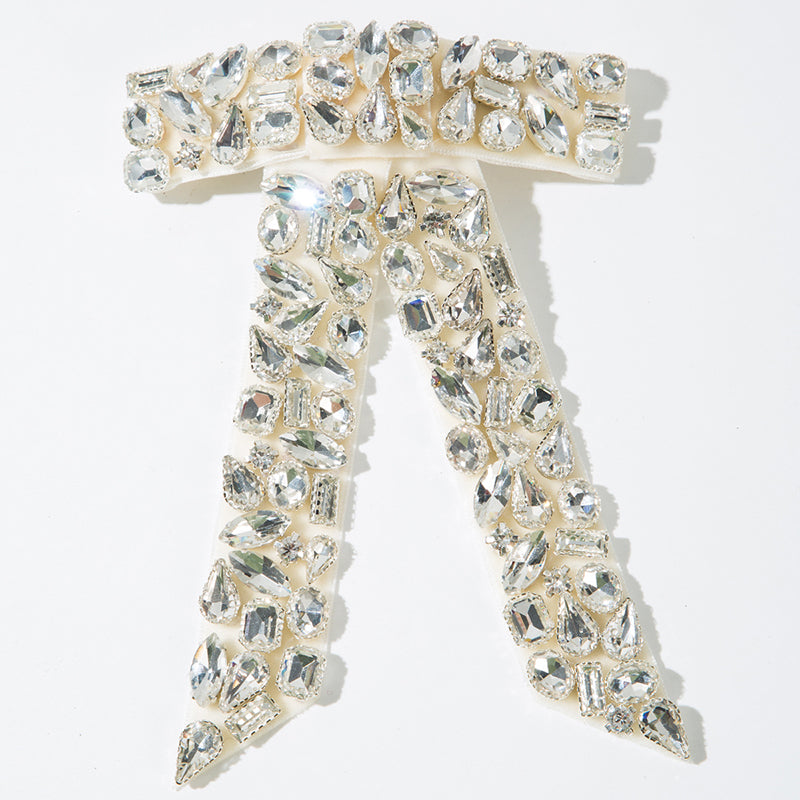 Luxurious Diamond-filled Velvet Bow Spring Clip Headdress-consonak
