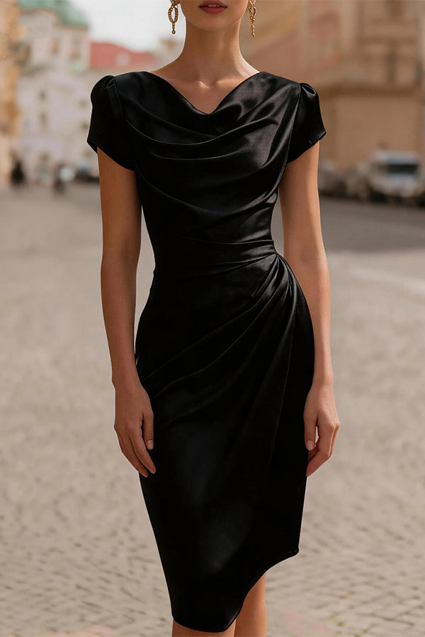 A-line Pleated Bodycon Dress-Consonak