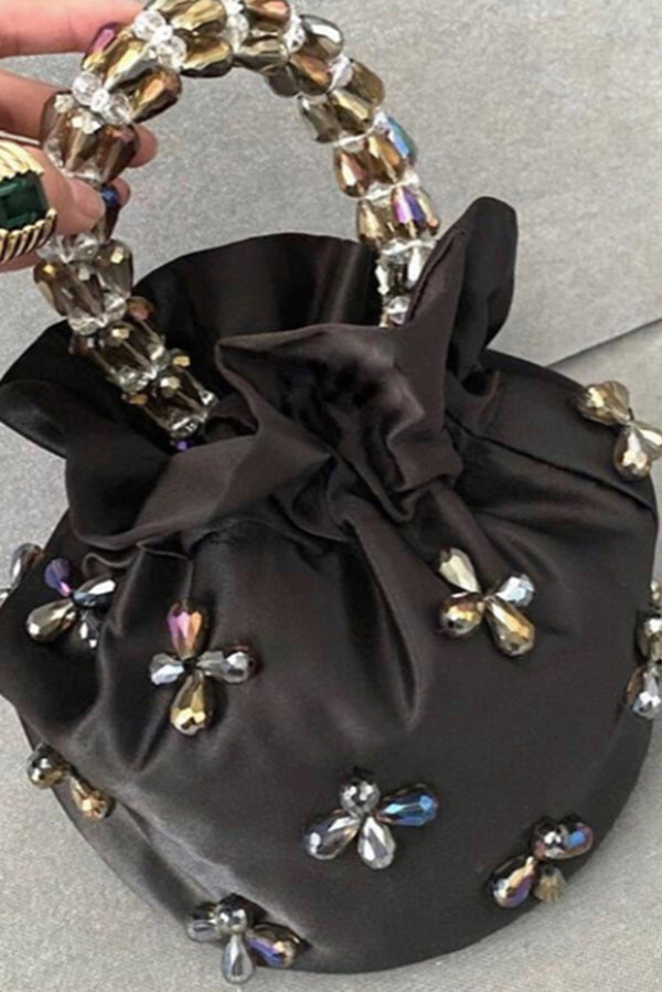 Drop-shaped Crystal-embellished Handmade Fabric Tote-consonak