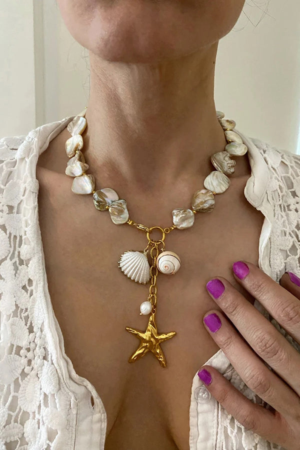 Exaggerated Irregular Shell Collarbone Necklace | Consonak