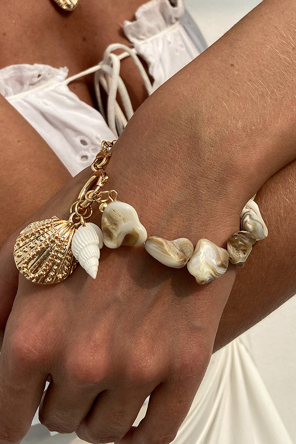 Vacation Imitation Pearl Conch Starfish Pendant Necklace Bracelet | Consonak