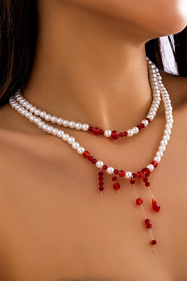 Gothic Blood Drop Tassel Halloween Personalized Necklace-consonak