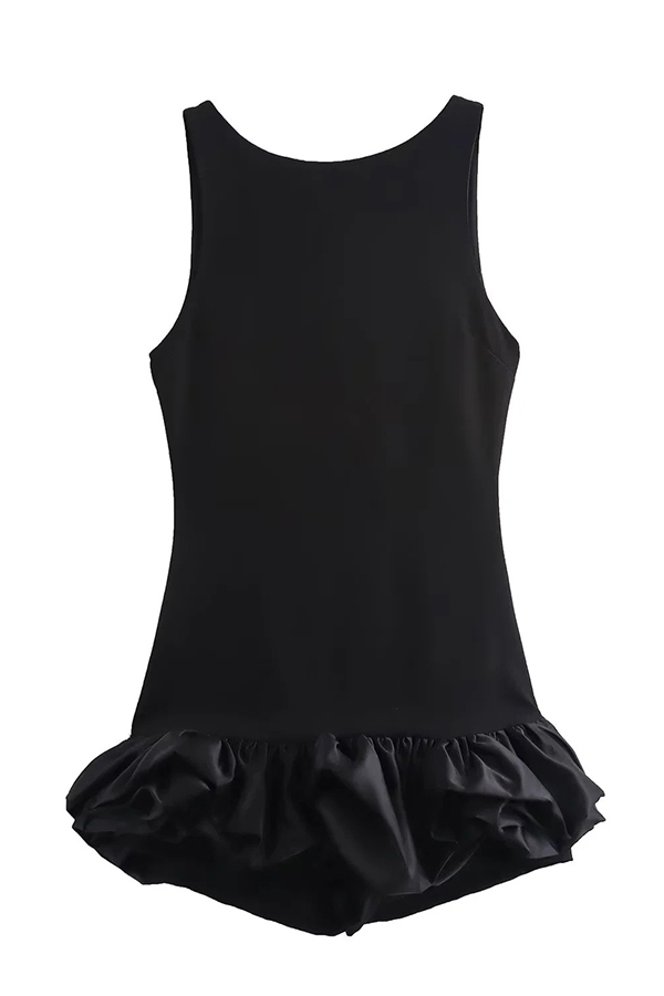 Born To Party Satin Patchwork Cloud Shape Wide Neck Mini Dress-consonak