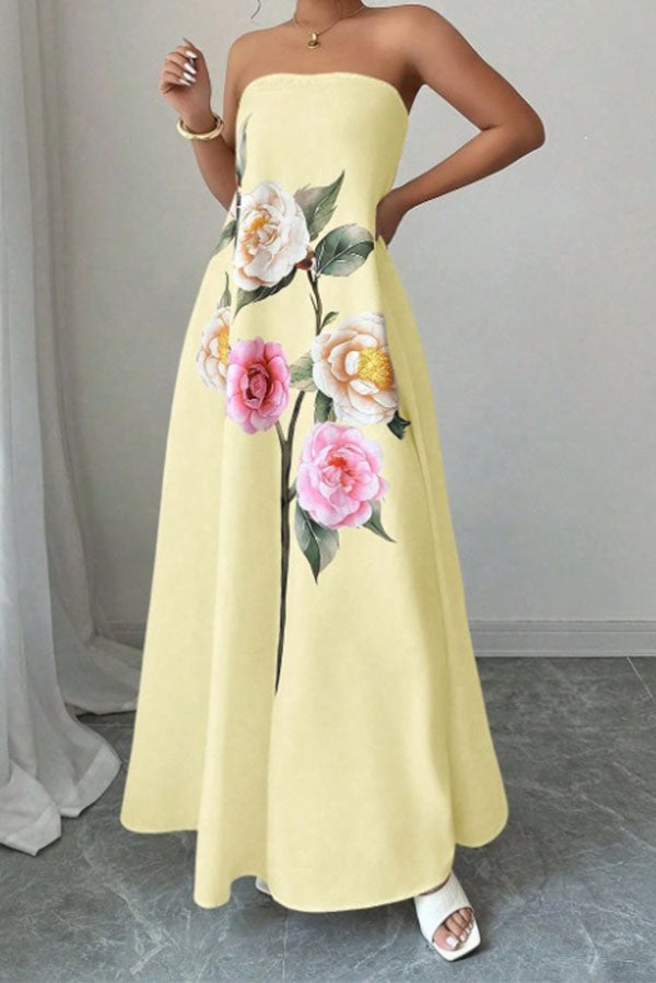 Florence Romantic Floral Tube Dress-Consonak