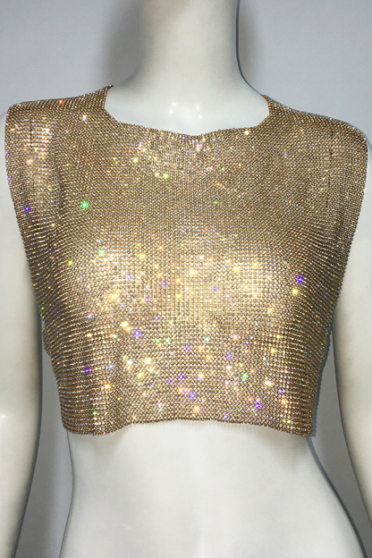 Sexy Metallic Rhinestone Backless Chain Vest-consonak