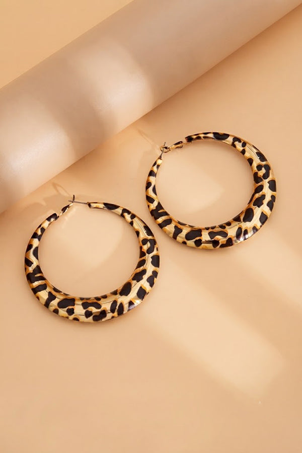 Leopard-print Hoop Earrings-Consonak