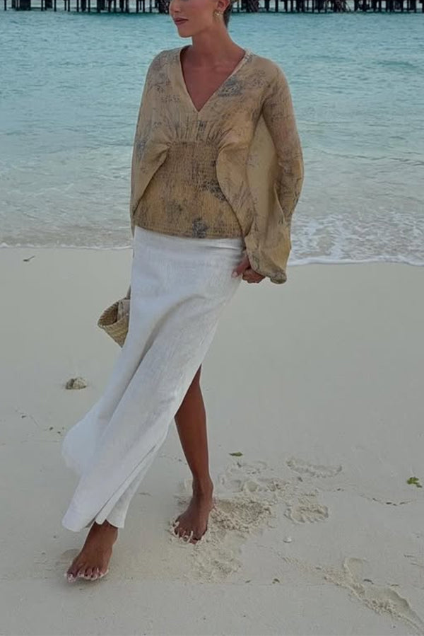 Bohemian Style Ibiza Embroidered Wide-sleeved Shirt-Consonak