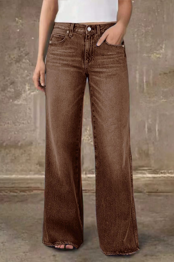 Stylish Casual Pocket Loose Straight Leg Jeans
