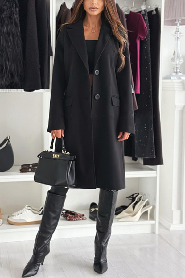 Fashionable Casual Lapel Long Sleeve Single Breasted Loose Coat-consonak