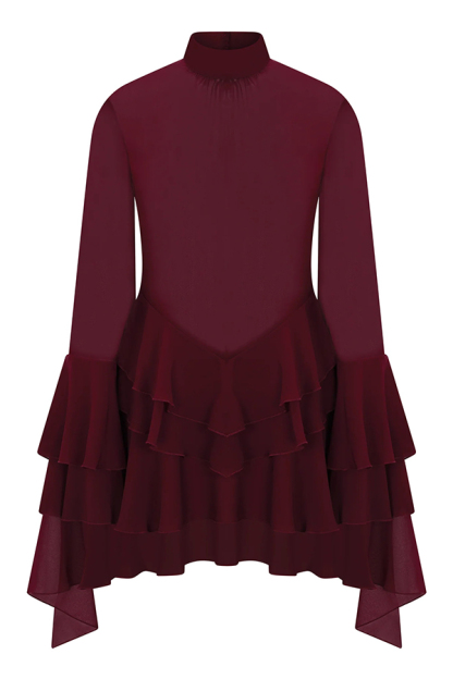 Fashionable Chiffon Long-sleeved Ruffled Slim-fit Mini Dress-consonak