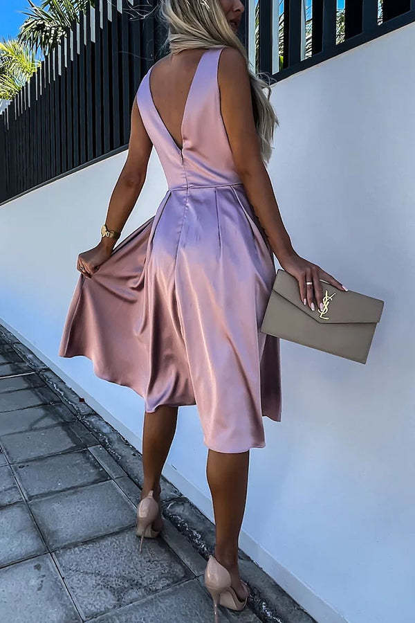 Hold You In My Memory Satin Midi Dress-consonak