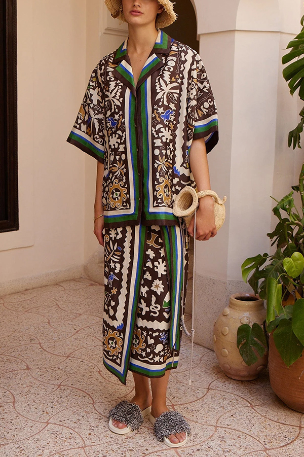 Moroccan Oversized Printed Shirt Dress Set | Consonak