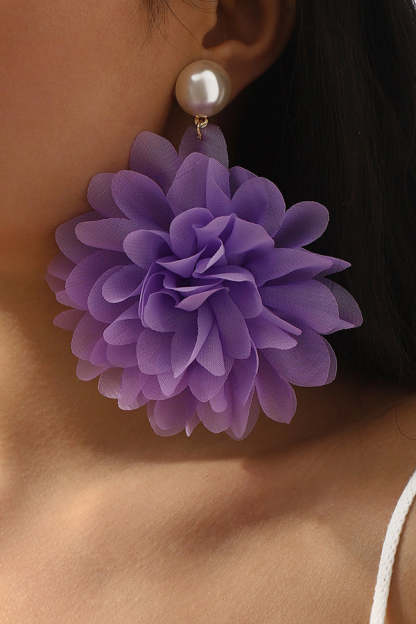 Fashion Holiday Fabric Floral Pearl Earrings-consonak