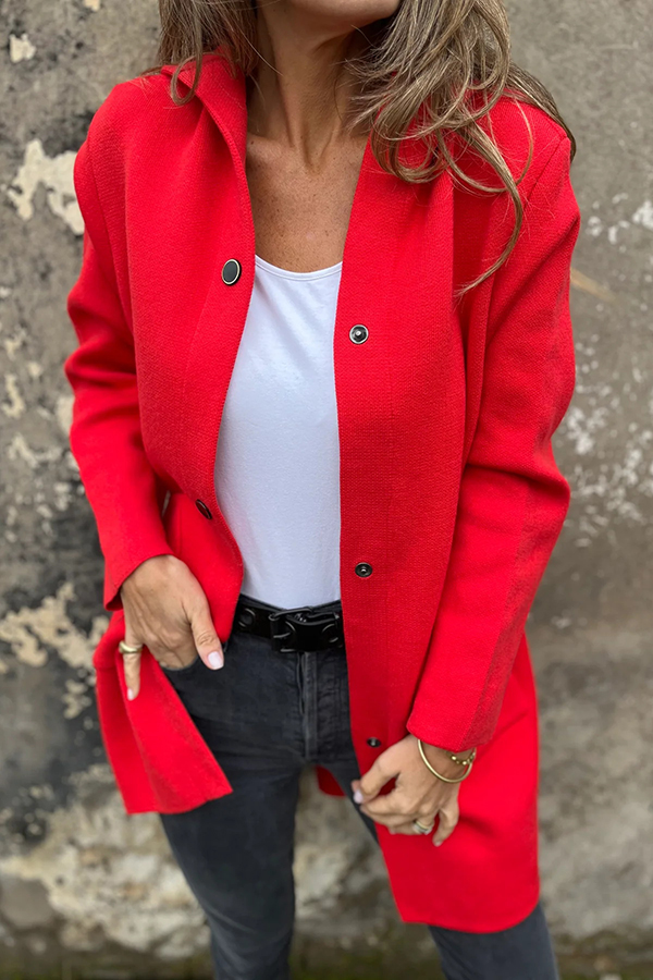 Solid Color Casual Long Sleeve Single Breasted Hooded Jacket-consonak