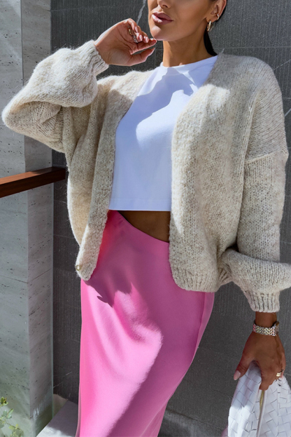 Solid Color Casual Long Sleeve Knitted Cardigan-consonak