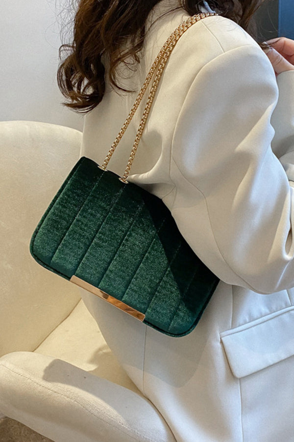 Fashionable Velvet Stylish Chain Simple Crossbody Bag-consonak
